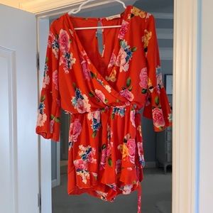 Peach love women’s romper- small